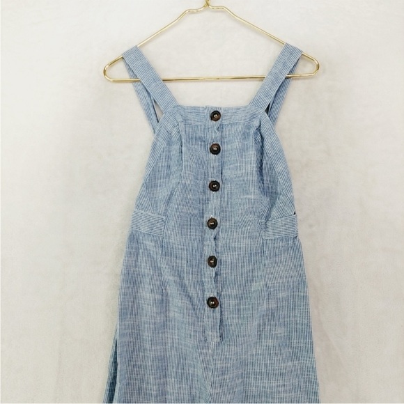 Japna Wide Leg Open Back Sleeveless Cotton Blue White Striped Jumpsuit, Size M - Picture 12 of 16